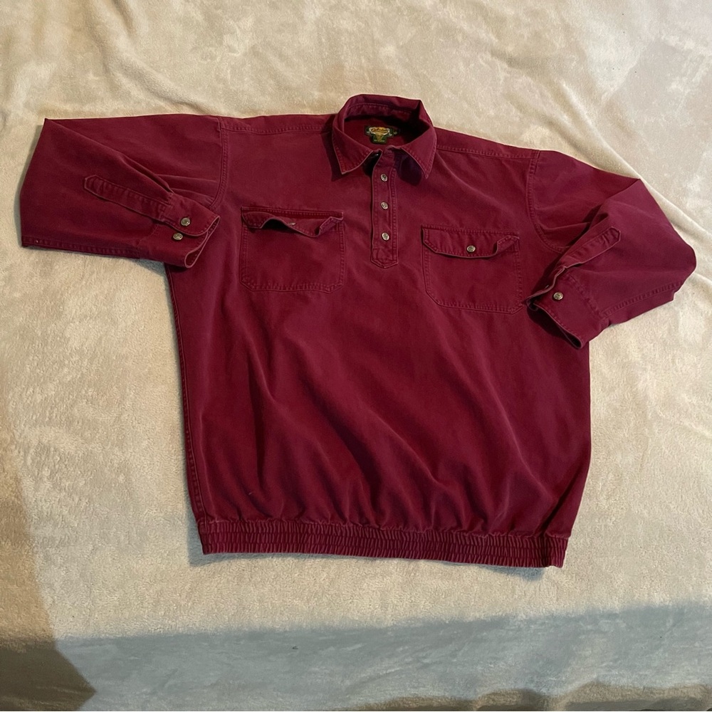 Cabela’s Jacket Men Large Burgundy Shacket Outdoors‎ Workwear Lined Heavyweight